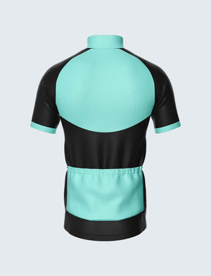 Custom Men's Quarter-Zip Cycling Jersey Aqua Blue & Black - 1933BK_CYT