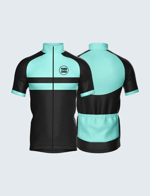 Custom Men's Quarter-Zip Cycling Jersey Aqua Blue & Black - 1933BK_CYT