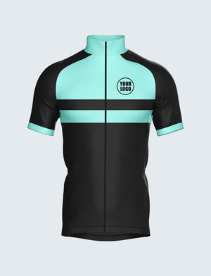 Custom Men's Quarter-Zip Cycling Jersey Aqua Blue & Black - 1933BK_CYT