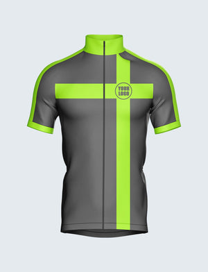 Custom Men's Quarter-Zip Cycling Jersey Green & Grey - 1934GY_CYT