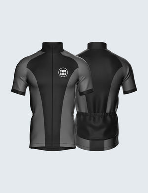 Custom Men's Quarter-Zip Cycling Jersey Black & Grey - 1935BK_CYT
