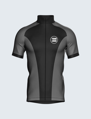 Custom Men's Quarter-Zip Cycling Jersey Black & Grey - 1935BK_CYT