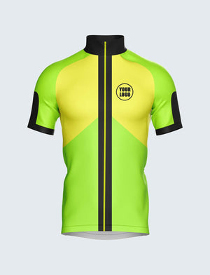 Custom Men's Quarter-Zip Cycling Jersey Green & Yellow - 1936GN_CYT
