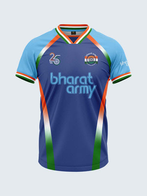 Bharat Army 25th Anniversary Edition Match Day Retro V-Neck Jersey 2024 (Royal Blue)
