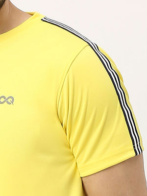 Men's Striped Sports T-Shirt - Yellow