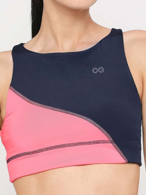 Women's Sports Bra - Navy Blue & Pink