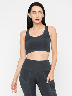 Women's Racerback Sports Bra - Charcoal