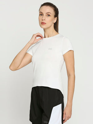 Women's Sports T-Shirt with Back Tie Up - White