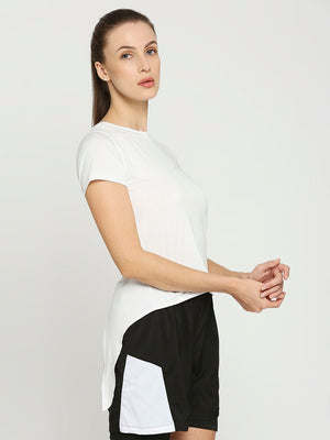 Women's Sports T-Shirt with Back Tie Up - White