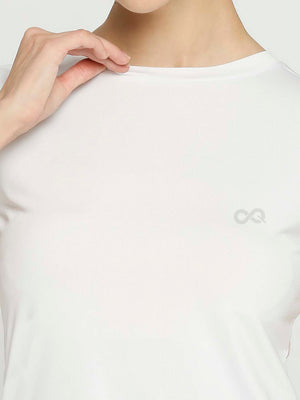 Women's Sports T-Shirt with Back Tie Up - White