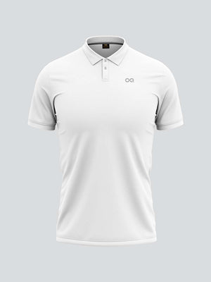 Men Cricket Whites 2-Way Stretch Solid Ribbed Collar Polo Jersey-A1008WH