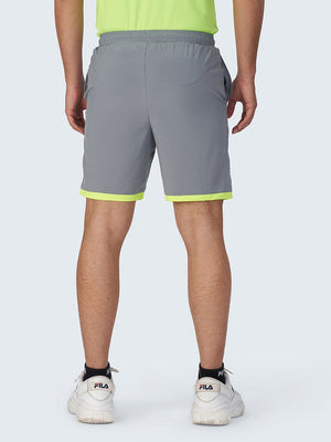 Men's Active Sports Shorts with Neon Piping: Grey - Back