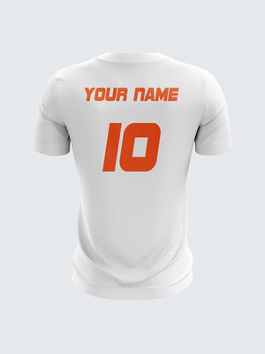 Men Orange Printed Cricket Jersey Sportsqvest