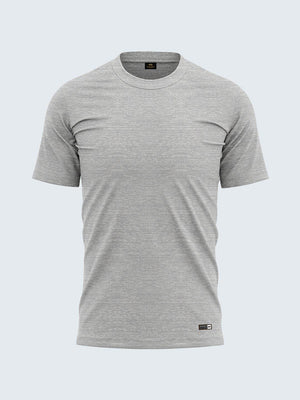 Men's Round Neck Melange Grey Soft Cotton T-Shirt - CS9003 - Sportsqvest