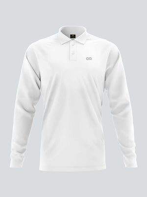 Men Cricket Whites 2-Way Stretch Full Sleeves Solid Polo Jersey CW01 :19