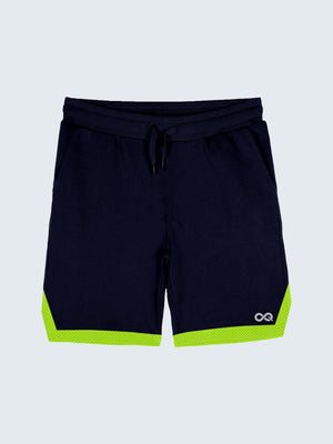 Kid's Active Striped Shorts - Navy Blue (Front)
