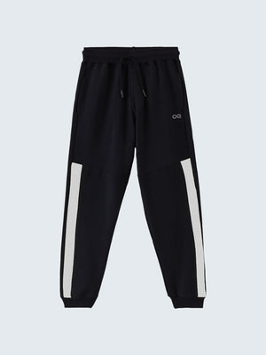 Kid's Active Striped Trackpants - Black (Front)