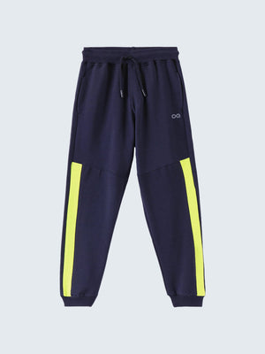 Kid's Active Striped Trackpants - Navy Blue (Front)
