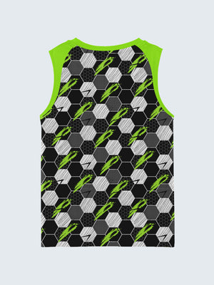 Kid's Active Printed Vest - Neon Green (Back)