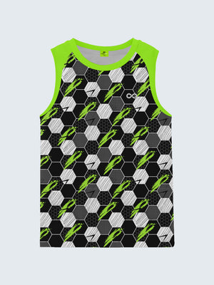 Kid's Active Printed Vest - Neon Green (Front)