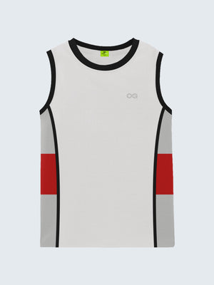 Kid's Active Striped Vest - White (Front)