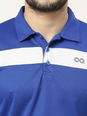 Men's Striped Sports Polo - Royal Blue - 5