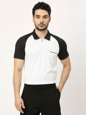 Men's Sports Polo - White and Black - 1