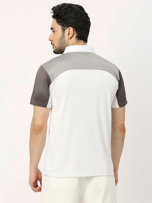 Men's Striped Sports Polo - White - 2