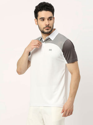 Men's Striped Sports Polo - White - 3