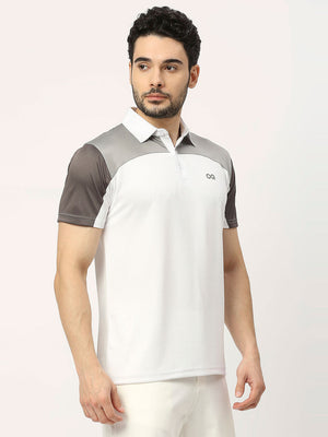 Men's Striped Sports Polo - White - 4