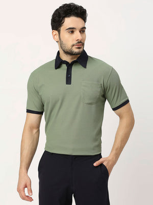 Men's Sports Polo - Olive and Navy - 1