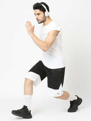 Men's Sports Shorts - Black and White - 7