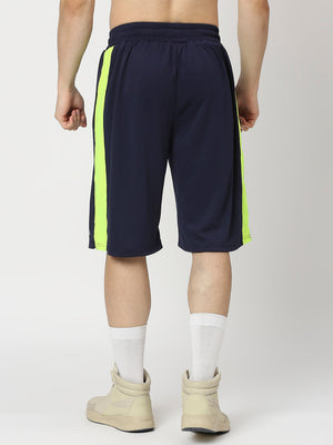Men's Sports Shorts - Navy Blue and Neon Green - 2