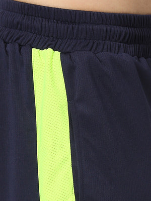 Men's Sports Shorts - Navy Blue and Neon Green - 5