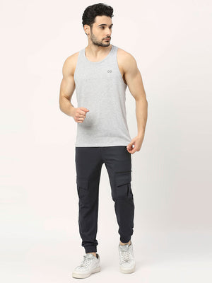 Men's Racerback Sports Vest - Grey Melange - 6