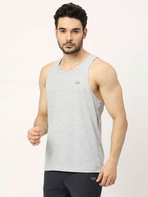Men's Racerback Sports Vest - Grey Melange - 3