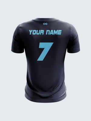Men Navy Blue Printed Cricket Jersey Sportsqvest
