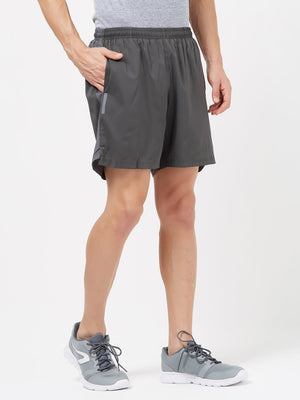 Men's Active Sports Shorts with Side Stripe: Charcoal Grey - Side