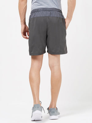 Men's Active Sports Shorts with Side Stripe: Charcoal Grey - Back