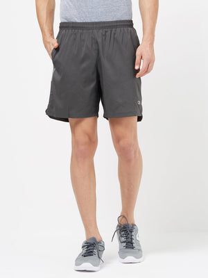 Men's Active Sports Shorts with Side Stripe: Charcoal Grey - Front
