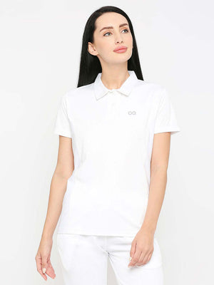 Women's White Sports Polo - 1