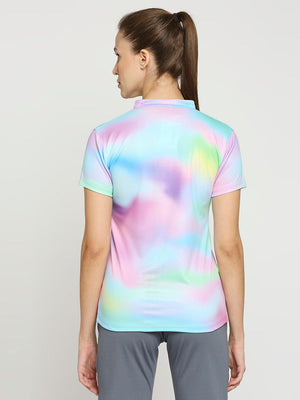 Women's Pink Printed Golf Polo - 2