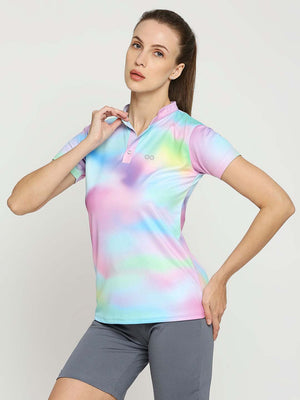 Women's Pink Printed Golf Polo - 3