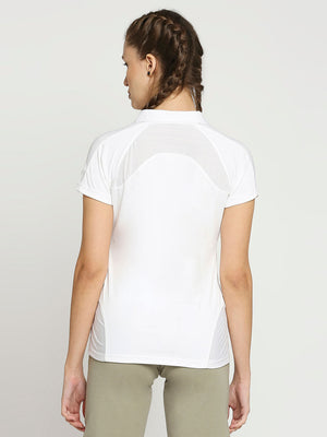 Women's White Mesh Golf Polo - 2