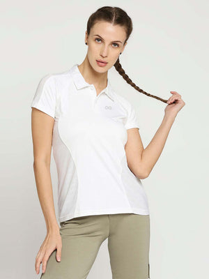 Women's White Mesh Golf Polo - 1