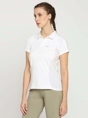 Women's White Mesh Golf Polo - 3