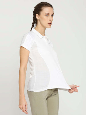 Women's White Mesh Golf Polo - 4