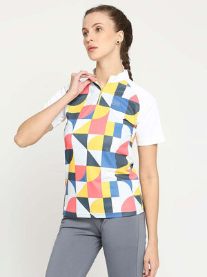 Women's White Printed Golf Polo - 3
