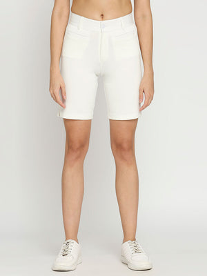 Women's White Golf Shorts with Welt Pockets - 1