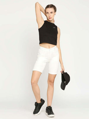 Women's Regular White Golf Shorts - 5